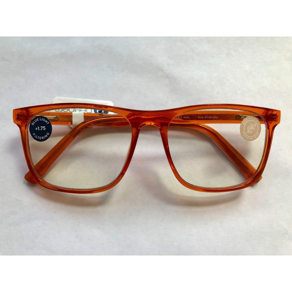 New Eco Orange Peepers Blue Light Blocking Reading Glasses +1.75